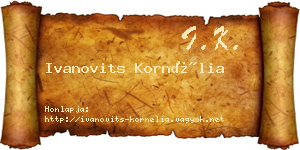 Ivanovits Kornélia névjegykártya